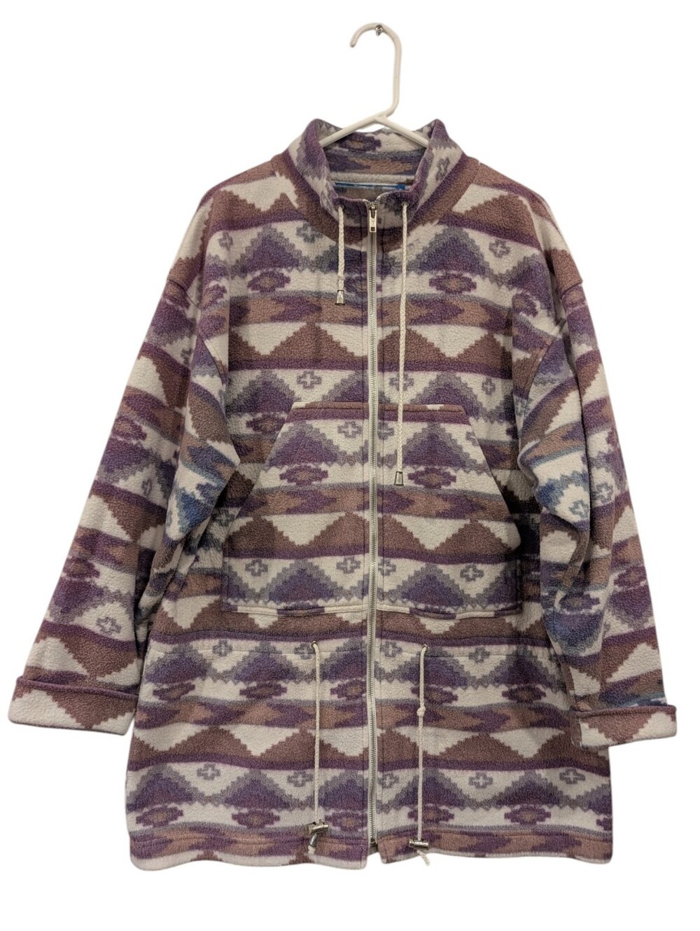 Vintage Southwestern Aztec Longline Fleece Jacket Women's XL